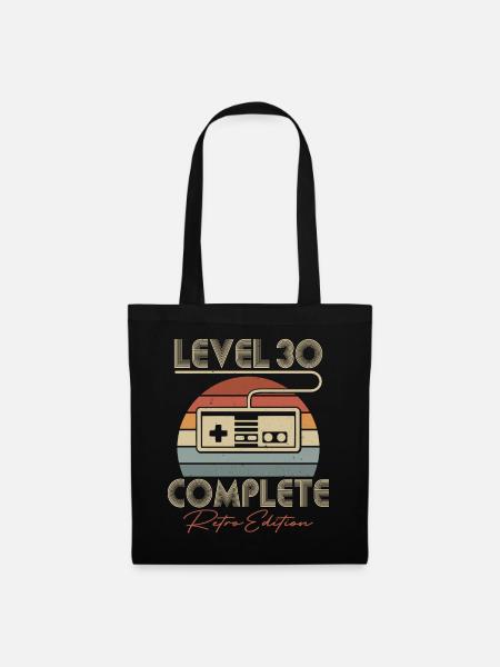 30. Geburtstag Level 30 Complete 30 Jahre Geschenk - Stoffbeutel - Schwarz