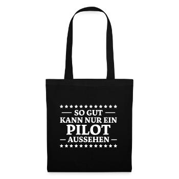 Pilot Spruch Flugsport Lustiges Piloten Geschenk - Stoffbeutel - Schwarz - Vorne