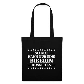 Bikerin Spruch Biker Lustiges Bikerin Geschenk - Stoffbeutel - Schwarz - Vorne