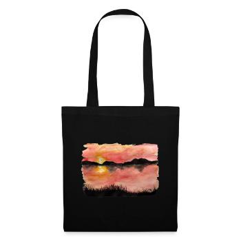 Aquarelle / Encre peinte au coucher du soleil - Sac en tissu - noir - Devant