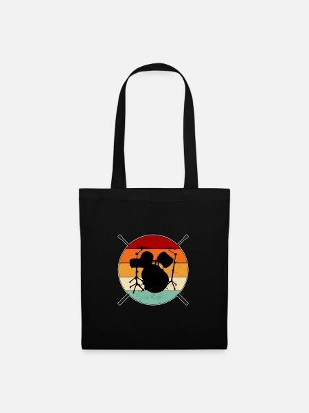 Schlagzeug Drumsticks Retro Sonnenuntergang - Stoffbeutel - Schwarz