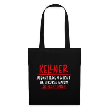 Kellner Lustige Spruch Service Restaurant Geschenk - Stoffbeutel - Schwarz - Vorne
