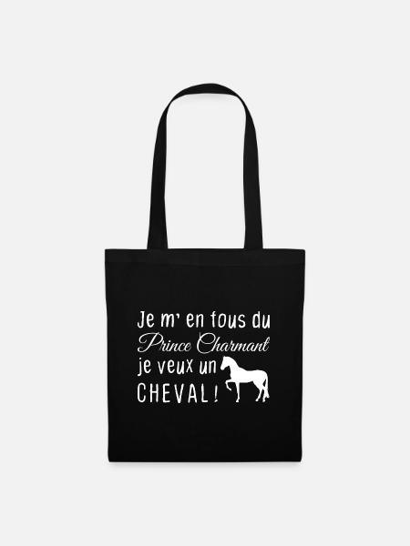 Je veux juste un cheval humour équitation cadeau - Sac en tissu - noir