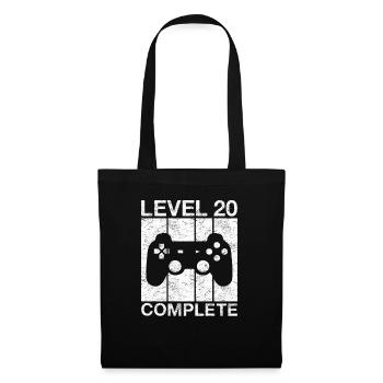 20. Geburtstag Gaming Level 20 Complete Vintage - Stoffbeutel - Schwarz - Vorne