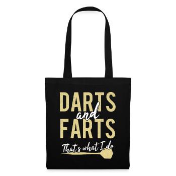 Darts & Farts Dart Furz Lustige Darter Sprüche - Stoffbeutel - Schwarz - Vorne