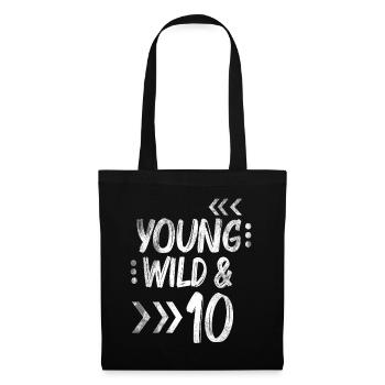 10e anniversaire de cadeau d'anniversaire sauvage pour enfants - Sac en tissu - noir - Devant