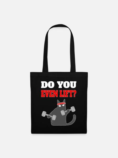 Chat drôle et cool avec un dicton: vous soulevez-vous même? - Sac en tissu - noir