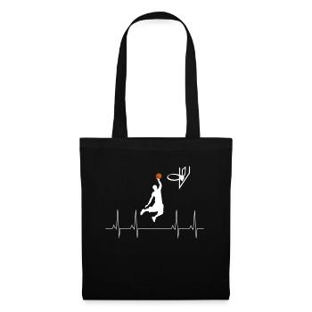 Cadeau de battement de coeur de joueur de basket-ball - Sac en tissu - noir - Devant