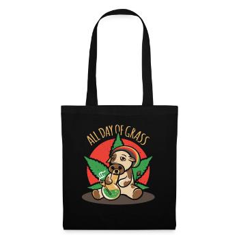 A farm cow with a bong smokes grass - Tote Bag - black - Front