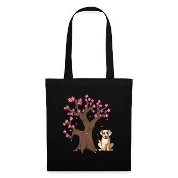 Labrador Retriver Dog Love-r Japanese Cherry Bloss - Tote Bag - black - Front
