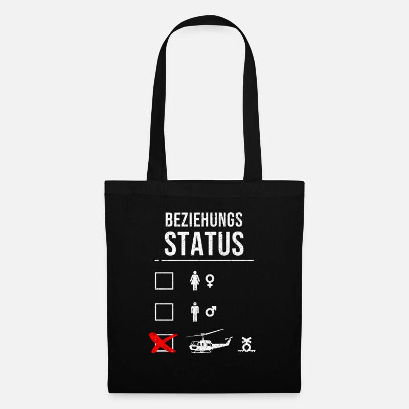 Witziges Helicopter Beziehung Status Design - Stoffbeutel - Schwarz