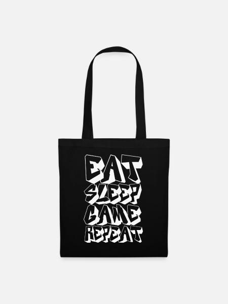 Eat Sleep Game Repeat - Stoffbeutel - Schwarz