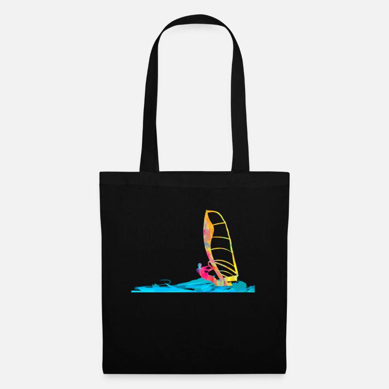 Windsurfen Windsurfer Geschenkidee Surfbrett - Stoffbeutel - Schwarz