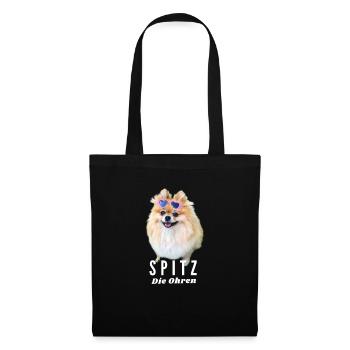 Lustiger Zwerg Spitz Hund Geschenke Süßer kleiner - Stoffbeutel - Schwarz - Vorne