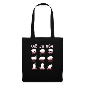 Cats Love Yoga Différentes positions de yoga - Sac en tissu - noir - Devant