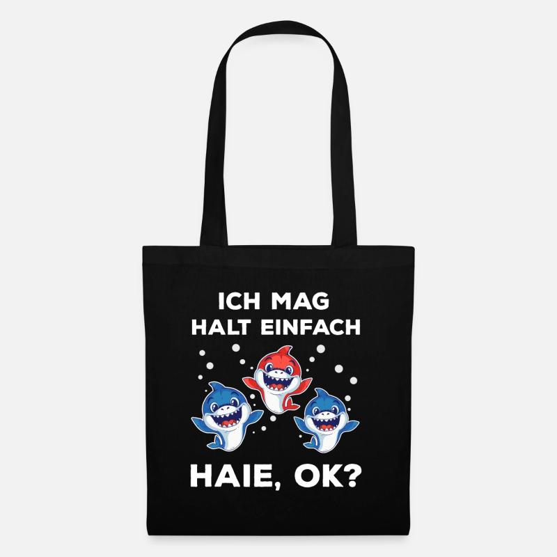 Ich mag einfach Haie Süßer Hai Haifisch Geschenk - Stoffbeutel - Schwarz