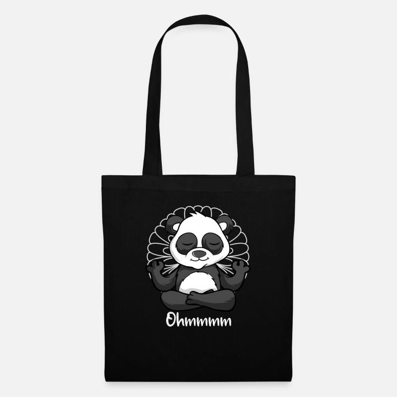 Meditation Panda - Yoga - Meditierender Panda - Stoffbeutel - Schwarz