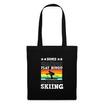 Old Man Ski Sking Snowboard Sports d’hiver Retraité - Sac en tissu - noir - Devant