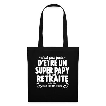 Cadeau De Retraite Pour Un Super Papy Retraité - Sac en tissu - noir - Devant