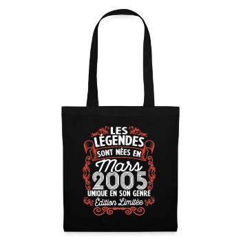Vintage Flourish Cadeau Anniversaire Mars 2005 - Sac en tissu - noir - Devant