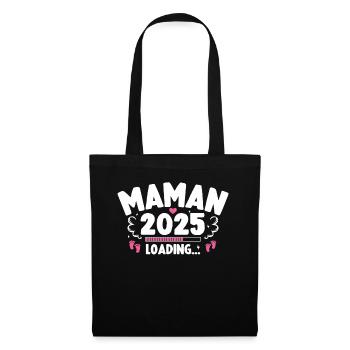 Bébé Grossesse Annonce Naissance Maman 2025 - Sac en tissu - noir - Devant