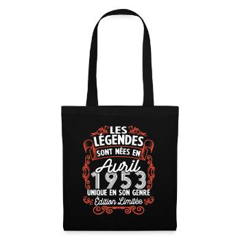 Vintage Flourish Cadeau Anniversaire Avril 1953 - Sac en tissu - noir - Devant