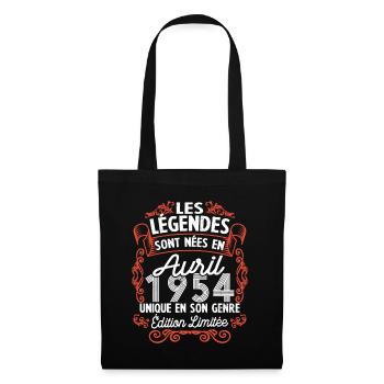 Vintage Flourish Cadeau Anniversaire Avril 1954 - Sac en tissu - noir - Devant