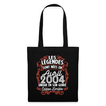 Vintage Flourish Cadeau Anniversaire Avril 2004 - Sac en tissu - noir - Devant