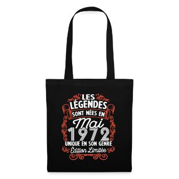 Vintage Flourish Cadeau Anniversaire Mai 1972 - Sac en tissu - noir - Devant