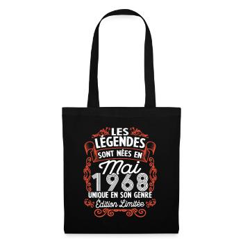 Vintage Flourish Cadeau Anniversaire Mai 1968 - Sac en tissu - noir - Devant