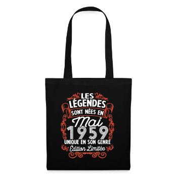 Vintage Flourish Cadeau Anniversaire Mai 1959 - Sac en tissu - noir - Devant