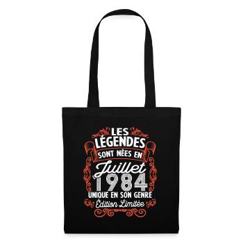 Vintage Flourish Cadeau Anniversaire Juillet 1984 - Sac en tissu - noir - Devant