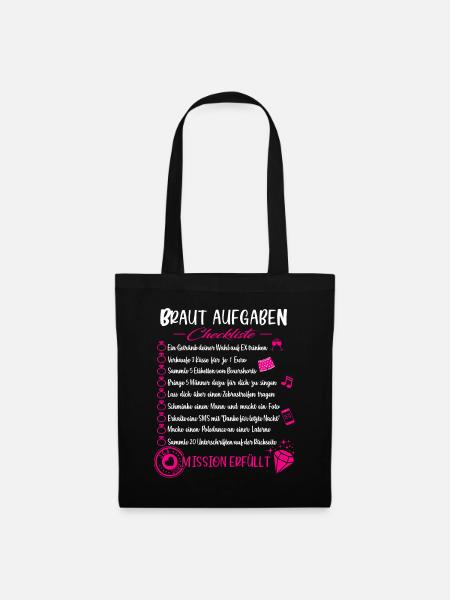 JGA Aufgaben für die Braut - Stoffbeutel - Schwarz