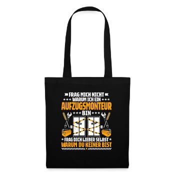 Aufzugsmonteur Aufzugsmechaniker Elevator Mechanic - Stoffbeutel - Schwarz - Vorne