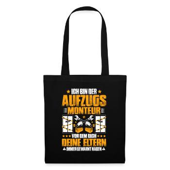 Aufzugsmonteur Aufzugsmechaniker Elevator Mechanic - Stoffbeutel - Schwarz - Vorne