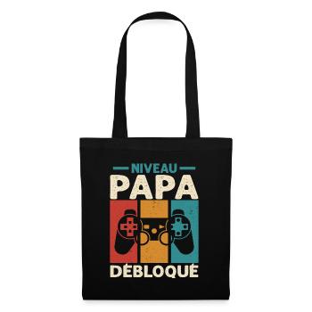 Niveau Papa Débloqué Cadeau Drôle Nouveau Papa - Sac en tissu - noir - Devant
