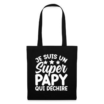Je Suis Un Super Papy Qui Déchire - Sac en tissu - noir - Devant