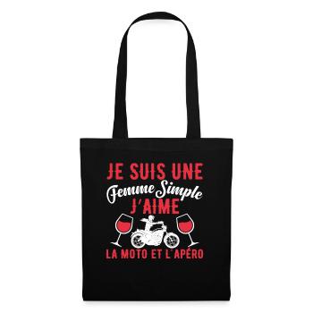 Femme Simple Qui Aime La Moto Et L'apéro - Sac en tissu - noir - Devant