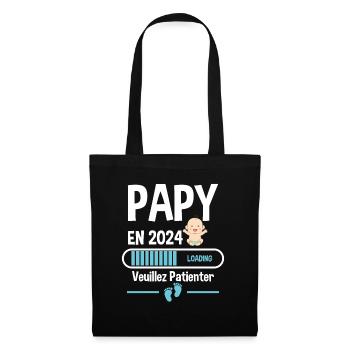 Futur Papy 2024 Grand-père Bébé Grossesse Cadeau - Sac en tissu - noir - Devant
