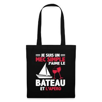 Je Suis Un Mec Simple J'aime Le Bateau Et L'apéro - Sac en tissu - noir - Devant