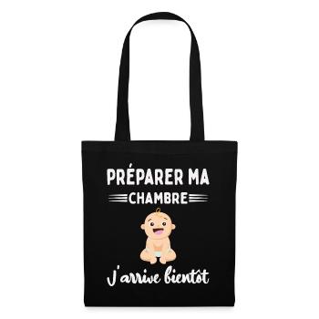 Cadeau Annonce De Grossesse Future Maman Enceinte - Sac en tissu - noir - Devant