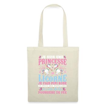 Je Suis Une Princesse Licorne - Sac en tissu - nature - Devant