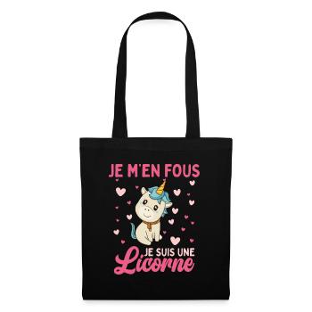 Je M'en Fous Je Suis Une Licorne - Sac en tissu - noir - Devant