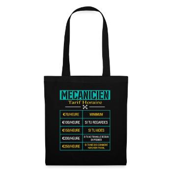 Tarif Horaire D'un Mécanicien Cadeau Humour - Sac en tissu - noir - Devant