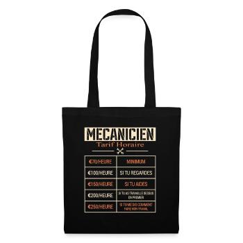 Tarif Horaire D'un Mécanicien Cadeau Humour - Sac en tissu - noir - Devant
