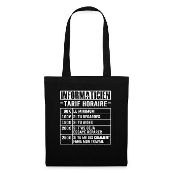 Tarif Horaire D'un Informaticien - Sac en tissu - noir - Devant