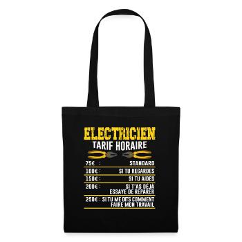 Le Tarif Horaire D'un Électricien - Sac en tissu - noir - Devant