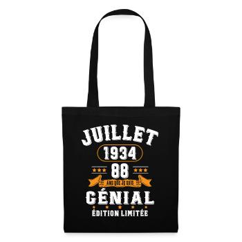 88 Ans Anniversaire Vintage Né(e) en Juillet 1934 - Sac en tissu - noir - Devant