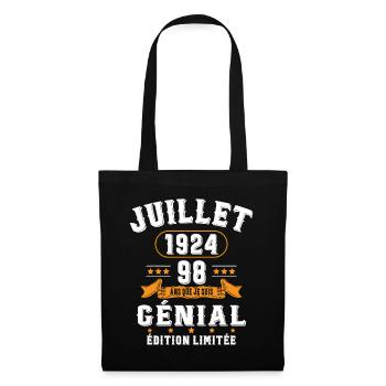 98 Ans Anniversaire Vintage Né(e) en Juillet 1924 - Sac en tissu - noir - Devant