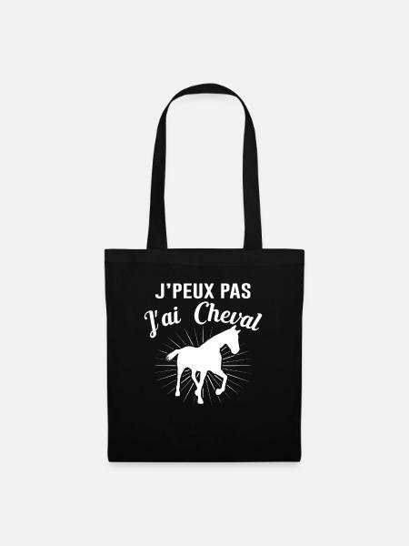 Cheval Équitation Poney Anniversaire Jument Cadeau - Sac en tissu - noir